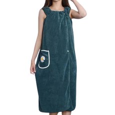 고급 소프트 벨벳 원피스형 샤워가운 L, 그린, 1개