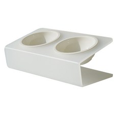 Maggie & Bo 寵物 DUAL 傾斜碗架 雙碗 6.5cm 迷你 + 陶瓷碗組, 白色, 1套