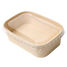 牛皮長方形紙容器 R650 + 蓋子套組, 1套, 50入