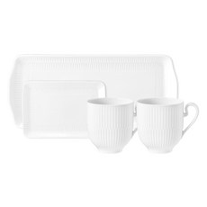 Tettau 長方形盤 + 馬克杯4件組, 阿米娜 白色, 長方形盤 35cm + 18cm + 馬克杯 2件, 1套