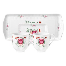 Tettau 長方形盤 + 馬克杯 4件組, 阿米娜玫瑰, 長方形盤 35cm + 18cm + 馬克杯 2件, 1套