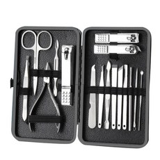 PP家居生活 不鏽鋼手指甲腳趾甲美甲工具16件組, 1套, 銀色