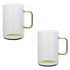 쓰임 스퀘어 핸들 내열글라스 500ml, 그린, 2개