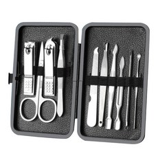 Pipi家居 不鏽鋼指甲腳趾甲美甲工具10件組, 1套, 銀色