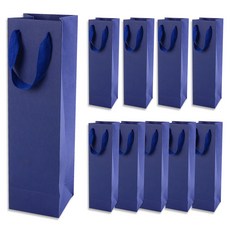 Golden Rabbit Wine C 彩色葡萄酒紙袋 9 x 28 x 8 cm, 10個, 藍色