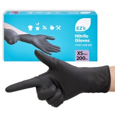 EZn이지엔 니트릴 장갑 3.5g 200p, 블랙, 미니(XS), 1개