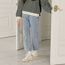 applepink 女童直筒刷毛水洗牛仔褲 S702