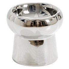 DING DONG PET 寵物花朵鍍鉻陶瓷餐具, 銀色, 1個