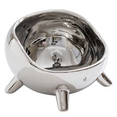 DING DONG PET 寵物鏡面方形碗 鍍鉻陶瓷餐具, 銀色, 1個