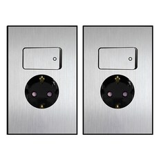 Boedam 附開關單孔插座 銀色, 2個