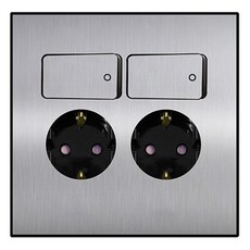 Boedam 附開關型2孔插座 2入組 銀色, 1個