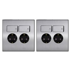 보에담 스위치부착 2구 콘센트 실버, 2개