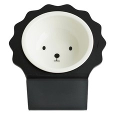 Maggie & Bo 寵物 BICHON 立架式傾斜食碗 Medium 11cm + 陶瓷碗組, 黑色比熊, 1套