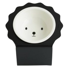Maggie & Bo 狗狗比熊犬立架傾斜食碗 Medium+ 17公分 + 陶瓷碗套組, 1套, 黑色