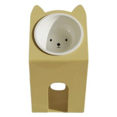 Maggie & Bo 大型犬用碗架 LARGE+ 斜口單碗 + 陶瓷碗組, 1套, 小狗 黃色