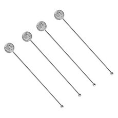 BELLE design 高級硬幣伊莉莎白圓形攪拌棒, 銀色, 4個