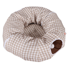 CAMULALA 貓咪隧道座墊, 奶油米色, 1個