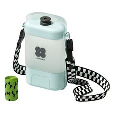 MewooFun 喵乎汪也 狗狗便攜式大容量散步水瓶 + 排便袋套組, 藍色, 1套