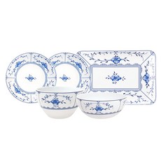 Tettau 韓式餐具1人套餐B 5件組, Avina Bloom, 1套, 飯碗 + 湯碗 + 小菜盤 2入 + 長方形盤 18.5 x 12 cm