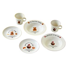 Modern House 小熊早午餐西式套餐 2 人 6 便士, 2p 義大利麵碗 + 2p 盤子 + 2p 馬克杯, 混色, 1組