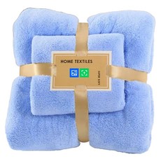 Woni's 柔軟浴巾 + 洗臉巾套組, 藍色, 1套