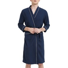 Woni's 華夫格睡袍 XL 聚酯纖維, 1個, 海軍藍