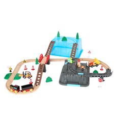 Kes.B PLAY原木軌道火車遊戲組 工地現場, 1個, 混合顏色