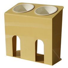 매기앤보 강아지 대형견 스탠드 LARGE+ 경사 듀얼 식기 + 도기 2p 세트, 옐로우, 1세트