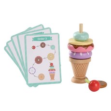 TOOKY TOY 拓客 原木冰淇淋疊疊樂角色扮演遊戲, 混合色, 1套