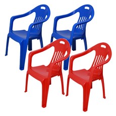 KSY 플라스틱 간이 팔걸이 등받이 의자 2종 x 2p 세트, 레드(B-237), 블루(B-239), 1세트