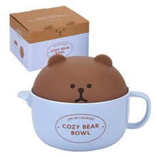 Dailylike Cozy Bear 陶瓷微波爐容器, 藍色, 1個