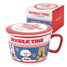 Dailylike 動物印花陶瓷泡麵碗附蓋組 650ml, 1組, 混色