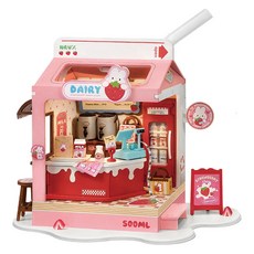 Rolife 若來 Robotime DIY 木製草莓牛奶盒拼圖 DS034, 單品, 單品