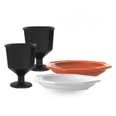 프렐류드 고블렛 2p + 심플레 디저트접시 2p 세트, 블랙, 블랙(고블렛), 캐롯, 마시멜로(접시), 1세트