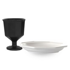 프렐류드 고블렛 + 심플레 디저트접시 세트, 블랙(고블렛), 마시멜로(접시), 1세트