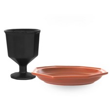 PRELUDE 高腳杯 + Simplet 點心盤組合, 1套, 黑色(高腳杯), 胡蘿蔔色(盤子)
