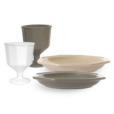 프렐류드 고블렛 2p + 심플레 디저트접시 2p 세트, 화이트, 그레이(고블렛), 오트밀, 코코아(접시), 1세트