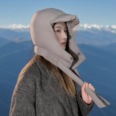 Onup 扣式防寒保暖鋪棉護耳帽, 淺灰色