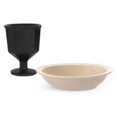 PRELUDE 聖杯杯 + 簡約橢圓碗中號組合, 1套, 黑色(聖杯杯), 燕麥色(橢圓碗)