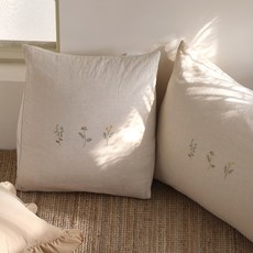 BELLELIFE 刺繡三角靠墊 含枕芯, 自然色