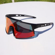 마하 변색 렌즈 방풍 스포츠 고글, 블랙 frame + 레드 lens, 1개