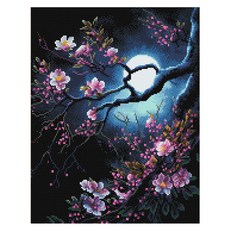 DIY 寶石十字繡 W12 月夜的櫻花枝, 1個