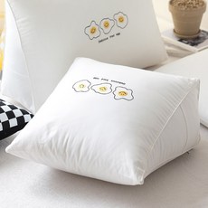BELLELIFE 微笑蛋刺繡三角靠墊 含枕芯, 白色
