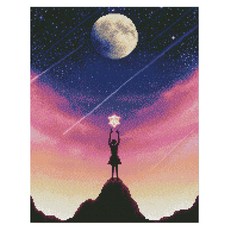 iLovePainting DIY 寶石十字繡, W01 摘星星的少女, 1個