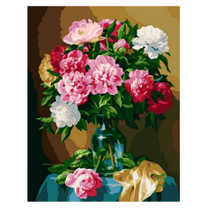 DIY數字油畫, W01 華麗的牡丹花瓶, 1個