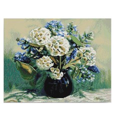 DIY 鑽石畫, W06 藍色花香花瓶, 1個