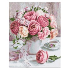 DIY 寶石十字繡 W02 粉彩玫瑰花瓶, 1個