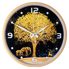 風水畫時鐘 380, 01 發財樹 黑色