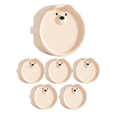 원더파파 귀여운 곰돌이 콘센트 안전마개, 베이지크림, 6개