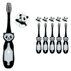 b.brite 兒童用LED計時器卡通牙刷 6入 + 牙刷刷毛保護蓋 6入 組, 熊貓, 1套